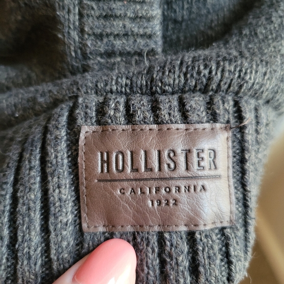 Hollister Men's Black and Grey Sherpa Zip Up Jacket, M - Picture 4 of 5